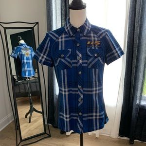 Harley Davidson 115th Anniversary SPECIAL edition snap from shirt, Blue plaid, S